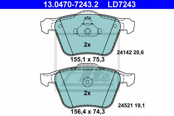 Set placute frana,frana disc FORD GALAXY (WA6) (2006 - 2015) ATE 13.0470-7243.2 piesa NOUA