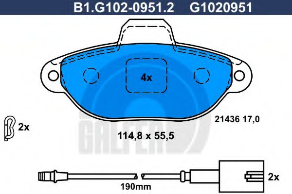 Set placute frana,frana disc FORD KA (RU8) (2008 - 2016) GALFER B1.G102-0951.2 piesa NOUA