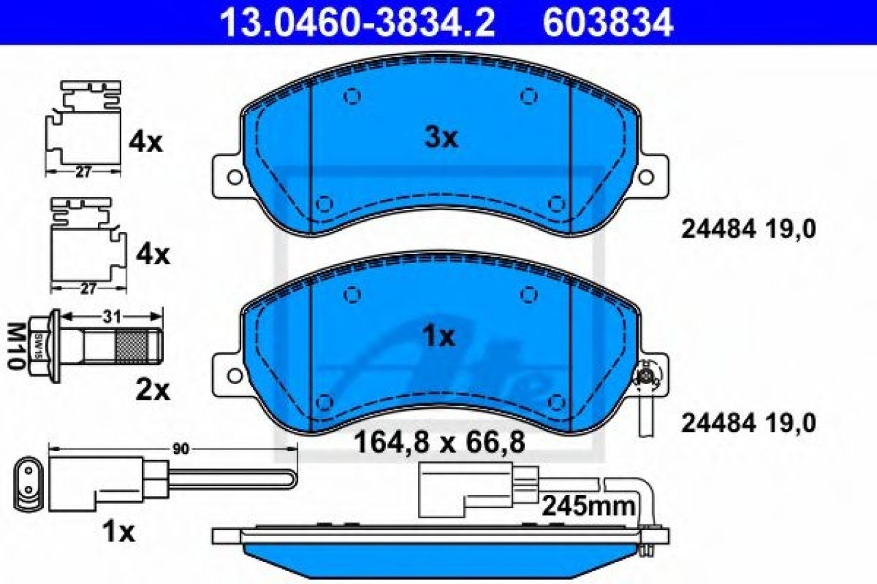 Set placute frana,frana disc FORD TRANSIT bus (2006 - 2014) ATE 13.0460-3834.2 piesa NOUA