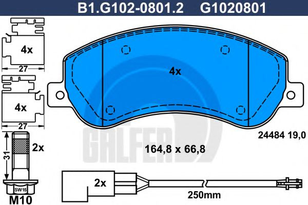 Set placute frana,frana disc FORD TRANSIT bus (2006 - 2014) GALFER B1.G102-0801.2 piesa NOUA