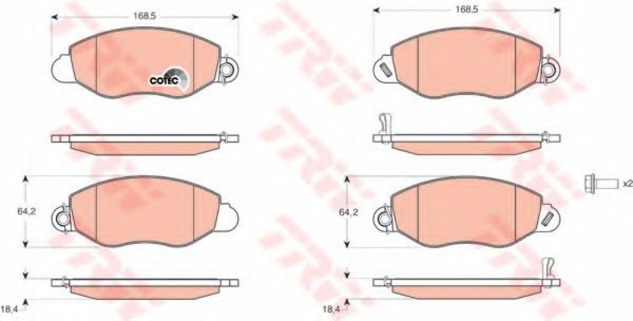 Set placute frana,frana disc FORD TRANSIT platou / sasiu (FM, FN) (2000 - 2006) TRW GDB1461 piesa NOUA