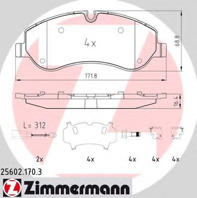 Set placute frana,frana disc FORD TRANSIT platou / sasiu (2013 - 2016) ZIMMERMANN 25602.170.3 piesa NOUA