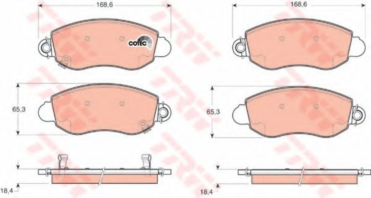 Set placute frana,frana disc FORD TRANSIT platou / sasiu (FM, FN) (2000 - 2006) TRW GDB1424 piesa NOUA