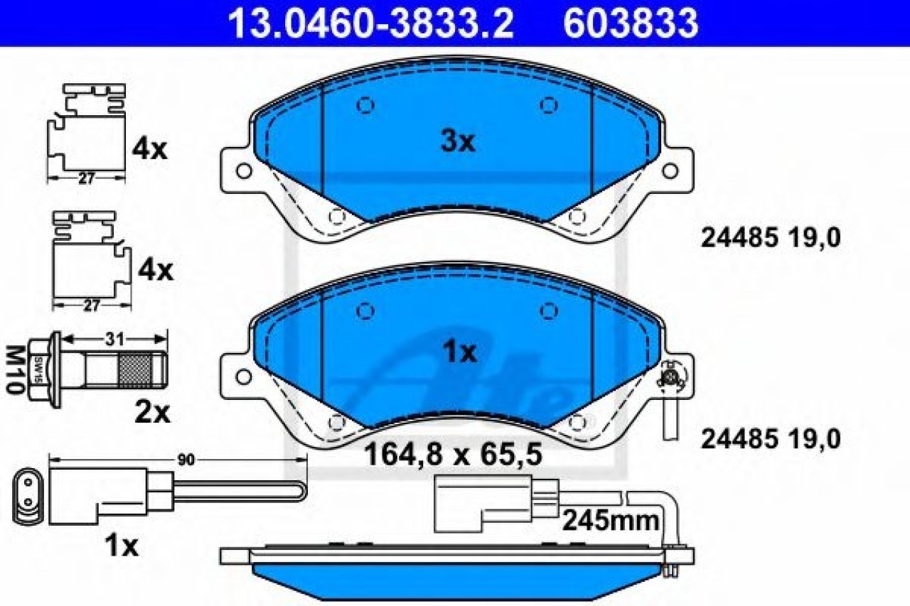 Set placute frana,frana disc FORD TRANSIT platou / sasiu (2006 - 2014) ATE 13.0460-3833.2 piesa NOUA