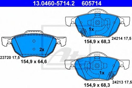 Set placute frana,frana disc HONDA ACCORD VII (CM) (2002 - 2008) ATE 13.0460-5714.2 piesa NOUA