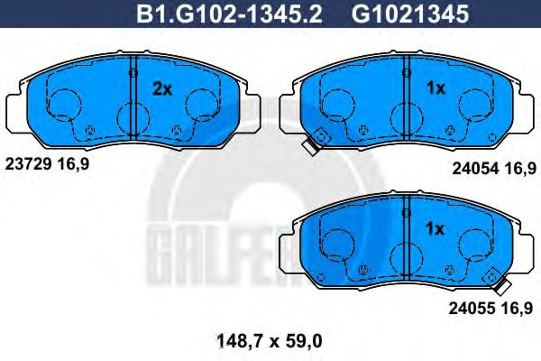 Set placute frana,frana disc HONDA CIVIC VII Limuzina (ES) (2000 - 2006) GALFER B1.G102-1345.2 piesa NOUA