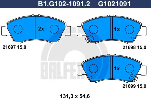 Set placute frana,frana disc HONDA JAZZ III (GE) (2007 - 2013) GALFER B1.G102-1091.2 piesa NOUA