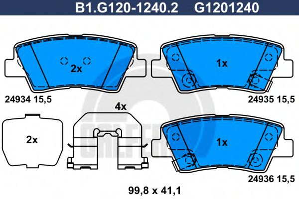 Set placute frana,frana disc HYUNDAI ACCENT IV limuzina (RB) (2010 - 2016) GALFER B1.G120-1240.2 piesa NOUA