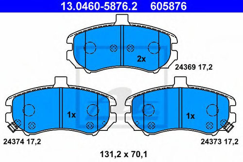 Set placute frana,frana disc HYUNDAI ELANTRA (XD) (2000 - 2006) ATE 13.0460-5876.2 piesa NOUA