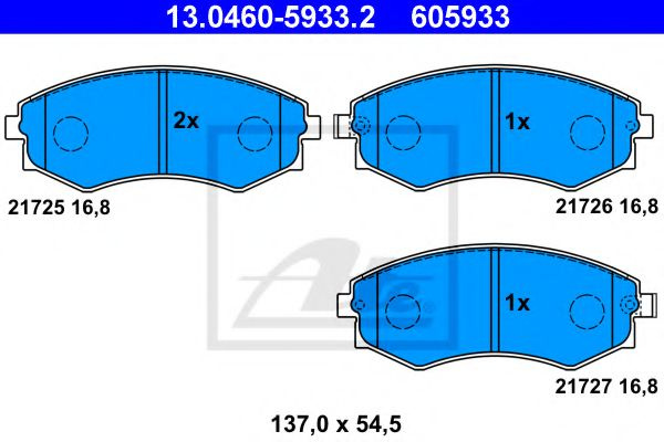 Set placute frana,frana disc HYUNDAI ELANTRA limuzina (XD) (2000 - 2006) ATE 13.0460-5933.2 piesa NOUA