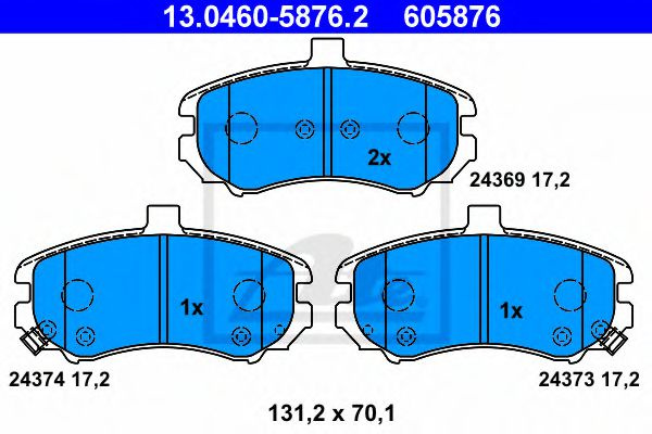 Set placute frana,frana disc HYUNDAI ELANTRA limuzina (XD) (2000 - 2006) ATE 13.0460-5876.2 piesa NOUA