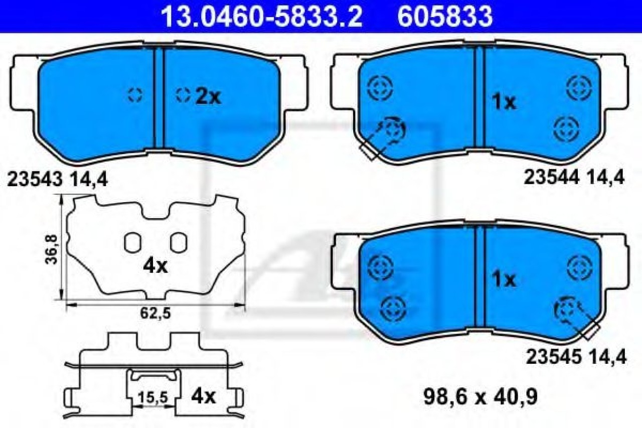 Set placute frana,frana disc HYUNDAI GETZ (TB) (2002 - 2010) ATE 13.0460-5833.2 piesa NOUA