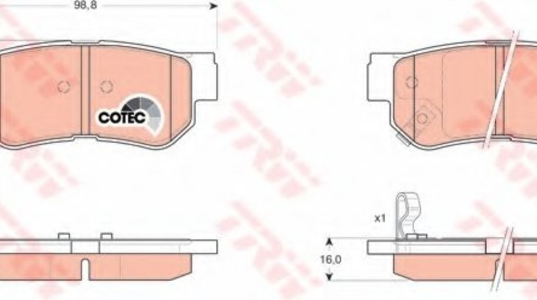 Set placute frana,frana disc HYUNDAI GETZ (TB) (2002 - 2010) TRW GDB3284 piesa NOUA