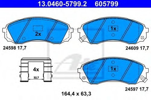 Set placute frana,frana disc HYUNDAI H-1 Starex (H300) caroserie (TQ) (2008 - 2016) ATE 13.0460-5799...