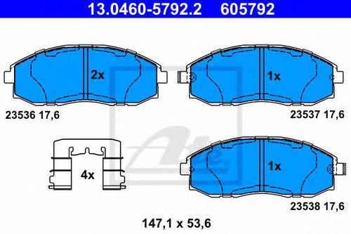 Set placute frana,frana disc HYUNDAI H-1 Starex (H200) caroserie (1997 - 2007) ATE 13.0460-5792.2 pi...