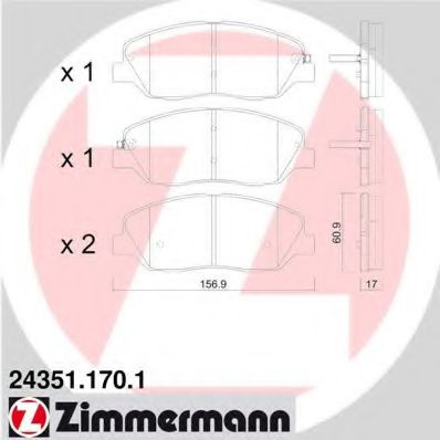 Set placute frana,frana disc HYUNDAI SANTA FE II (CM) (2005 - 2012) ZIMMERMANN 24351.170.1 piesa NOUA