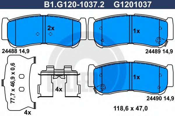 Set placute frana,frana disc HYUNDAI SANTA FE II (CM) (2005 - 2012) GALFER B1.G120-1037.2 piesa NOUA