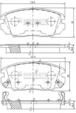 Set placute frana,frana disc HYUNDAI SONATA VI (YF) (2009 - 2016) NIPPARTS N3600543 piesa NOUA