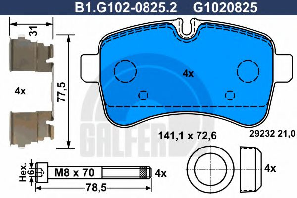 Set placute frana,frana disc IVECO DAILY IV bus (2006 - 2011) GALFER B1.G102-0825.2 piesa NOUA