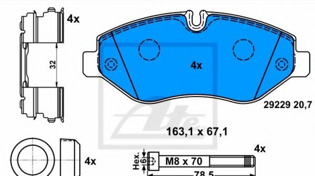 Set placute frana,frana disc IVECO DAILY IV bus (2006 - 2011) ATE 13.0460-4830.2 piesa NOUA