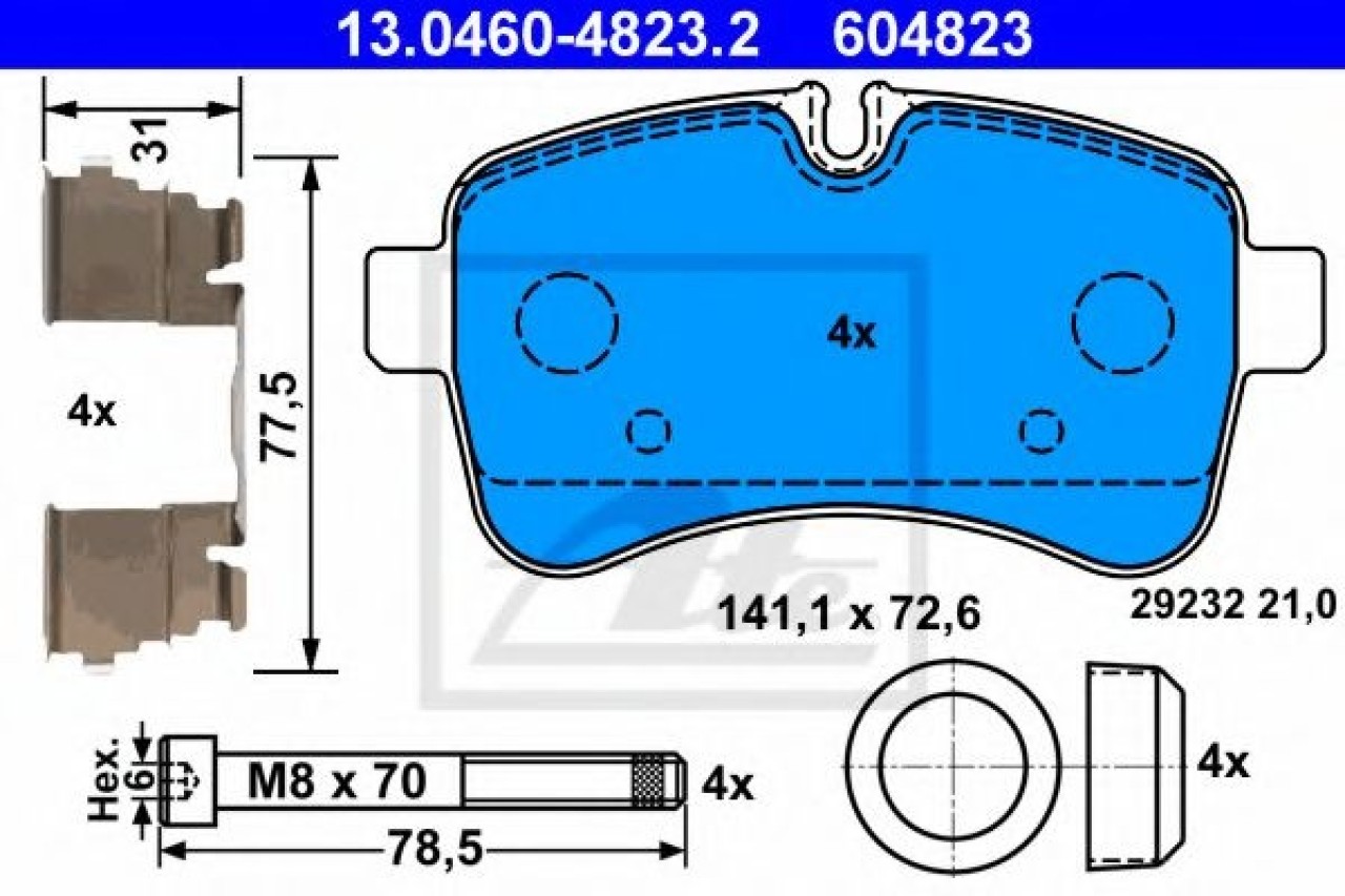 Set placute frana,frana disc IVECO DAILY IV bus (2006 - 2011) ATE 13.0460-4823.2 piesa NOUA