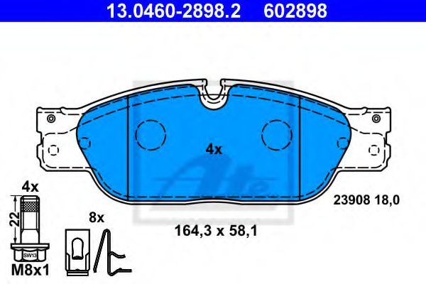 Set placute frana,frana disc JAGUAR S-TYPE (CCX) (1999 - 2009) ATE 13.0460-2898.2 piesa NOUA