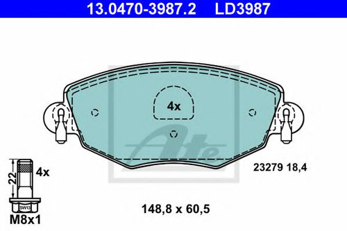 Set placute frana,frana disc JAGUAR X-TYPE Estate (CF1) (2003 - 2009) ATE 13.0470-3987.2 piesa NOUA