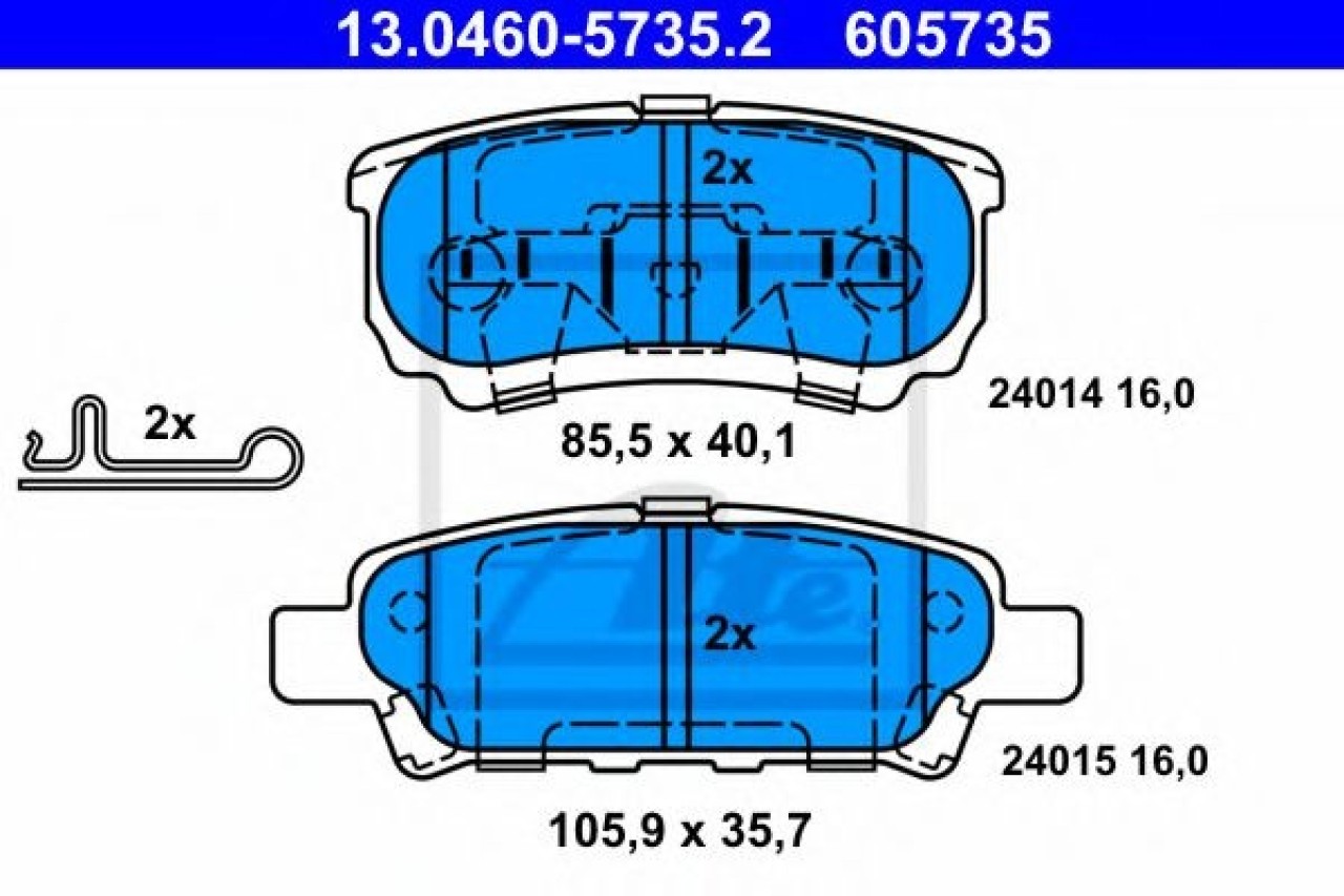 Set placute frana,frana disc JEEP PATRIOT (MK74) (2007 - 2016) ATE 13.0460-5735.2 piesa NOUA