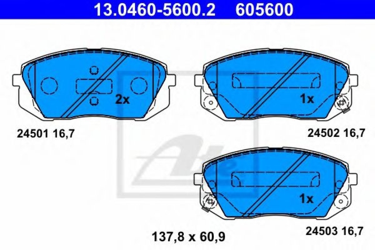 Set placute frana,frana disc KIA CARENS III (UN) (2006 - 2013) ATE 13.0460-5600.2 piesa NOUA