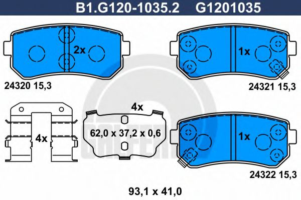 Set placute frana,frana disc KIA PRO CEED (ED) (2008 - 2013) GALFER B1.G120-1035.2 piesa NOUA