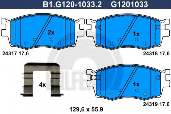 Set placute frana,frana disc KIA RIO II (JB) (2005 - 2016) GALFER B1.G120-1033.2 piesa NOUA