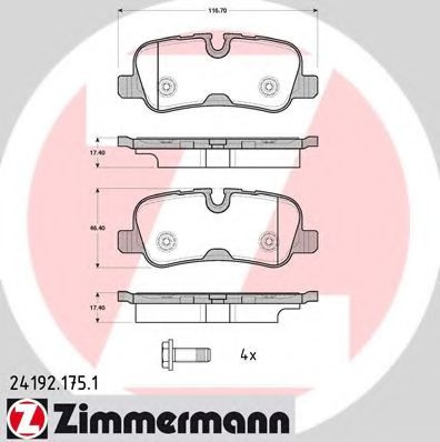 Set placute frana,frana disc LAND ROVER RANGE ROVER SPORT (LS) (2005 - 2013) ZIMMERMANN 24192.175.1 piesa NOUA