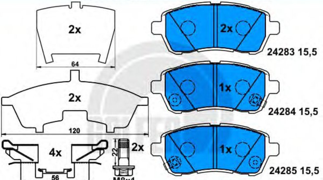 Set placute frana,frana disc MAZDA 2 (DE) (2007 - 2015) GALFER B1.G120-1053.2 piesa NOUA