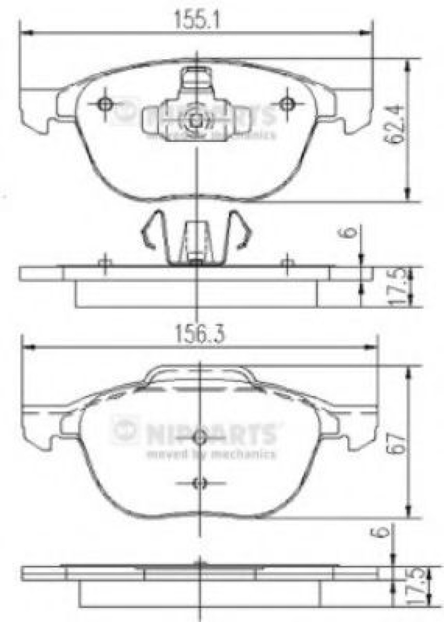 Set placute frana,frana disc MAZDA 5 (CR19) (2005 - 2016) NIPPARTS J3603063 piesa NOUA