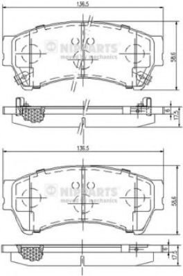 Set placute frana,frana disc MAZDA 6 Combi (GH) (2008 - 2016) NIPPARTS N3603071 piesa NOUA