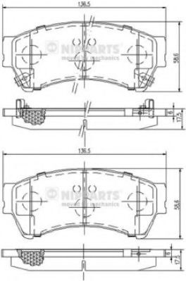 Set placute frana,frana disc MAZDA 6 Hatchback (GH) (2007 - 2016) NIPPARTS N3603071 piesa NOUA