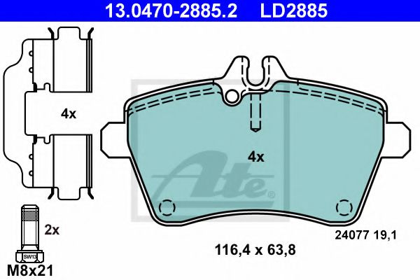 Set placute frana,frana disc MERCEDES A-CLASS (W169) (2004 - 2012) ATE 13.0470-2885.2 piesa NOUA