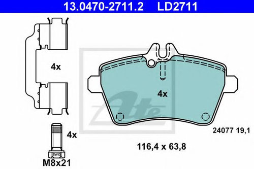 Set placute frana,frana disc MERCEDES B-CLASS (W245) (2005 - 2011) ATE 13.0470-2711.2 piesa NOUA