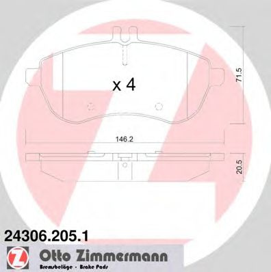 Set placute frana,frana disc MERCEDES C-CLASS T-Model (S204) (2007 - 2014) ZIMMERMANN 24306.205.1 piesa NOUA