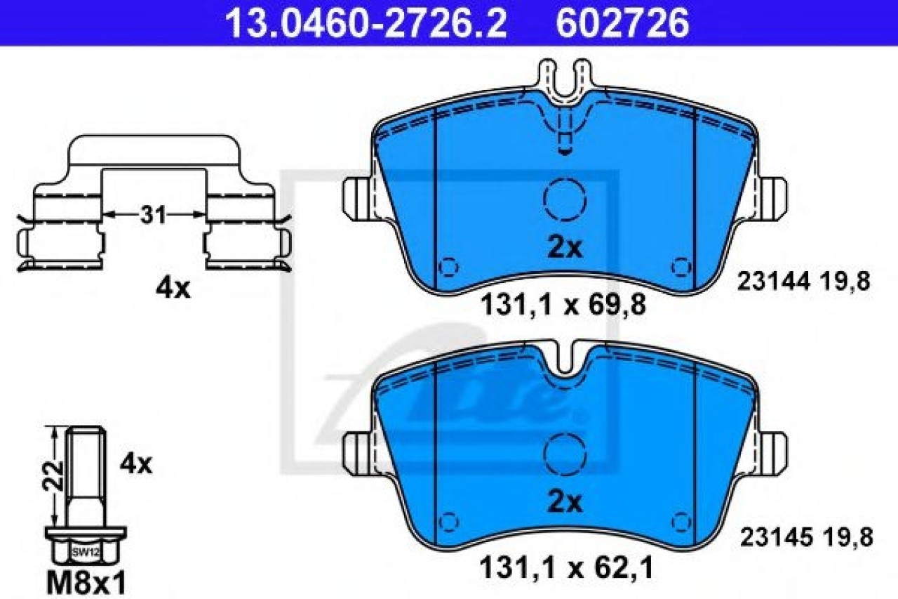 Set placute frana,frana disc MERCEDES C-CLASS (W203) (2000 - 2007) ATE 13.0460-2726.2 piesa NOUA