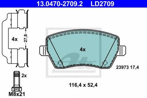 Set placute frana,frana disc MERCEDES CITAN Dualiner (415) (2012 - 2016) ATE 13.0470-2709.2 piesa NO...