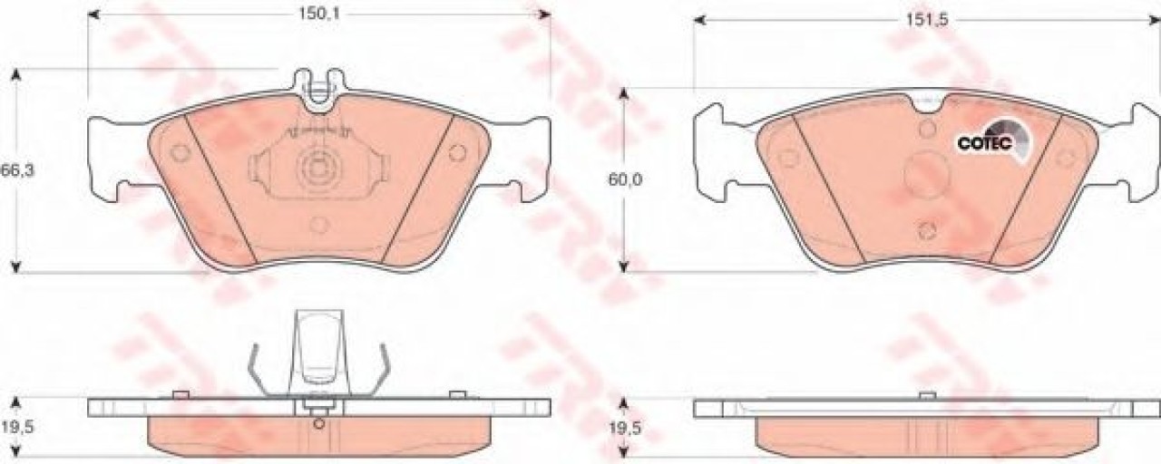 Set placute frana,frana disc MERCEDES CLK (C208) (1997 - 2002) TRW GDB1205 piesa NOUA