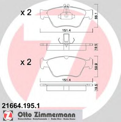 Set placute frana,frana disc MERCEDES CLK Cabriolet (A208) (1998 - 2002) ZIMMERMANN 21664.195.1 piesa NOUA