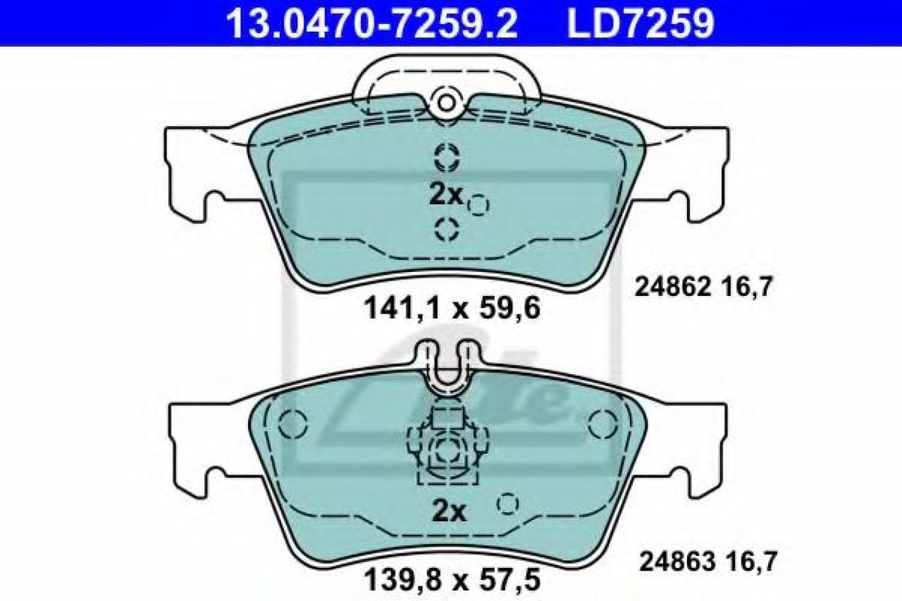 Set placute frana,frana disc MERCEDES E-CLASS T-Model (S212) (2009 - 2016) ATE 13.0470-7259.2 piesa NOUA