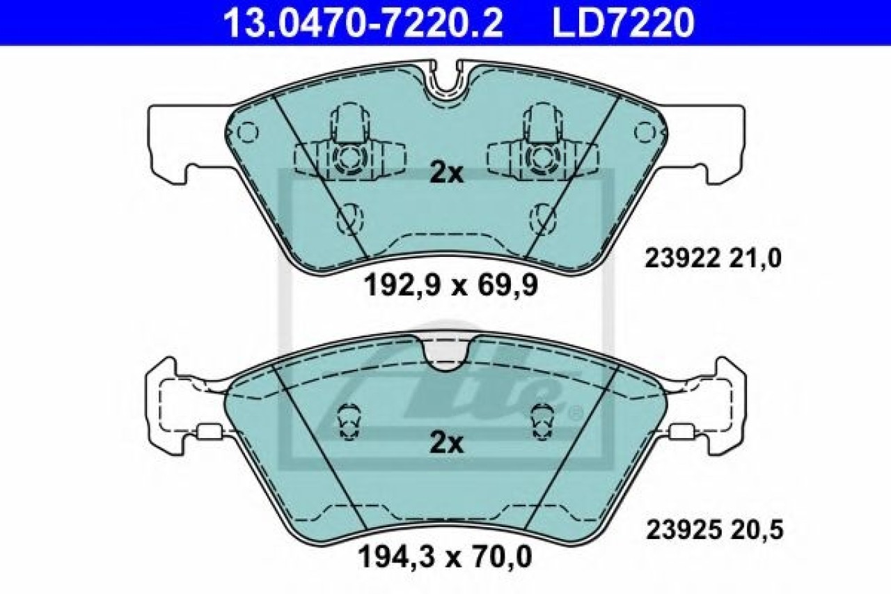 Set placute frana,frana disc MERCEDES E-CLASS (W211) (2002 - 2009) ATE 13.0470-7220.2 piesa NOUA