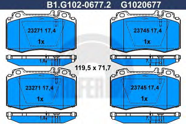 Set placute frana,frana disc MERCEDES E-CLASS (W211) (2002 - 2009) GALFER B1.G102-0677.2 piesa NOUA