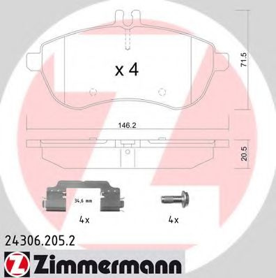 Set placute frana,frana disc MERCEDES E-CLASS (W212) (2009 - 2016) ZIMMERMANN 24306.205.2 piesa NOUA