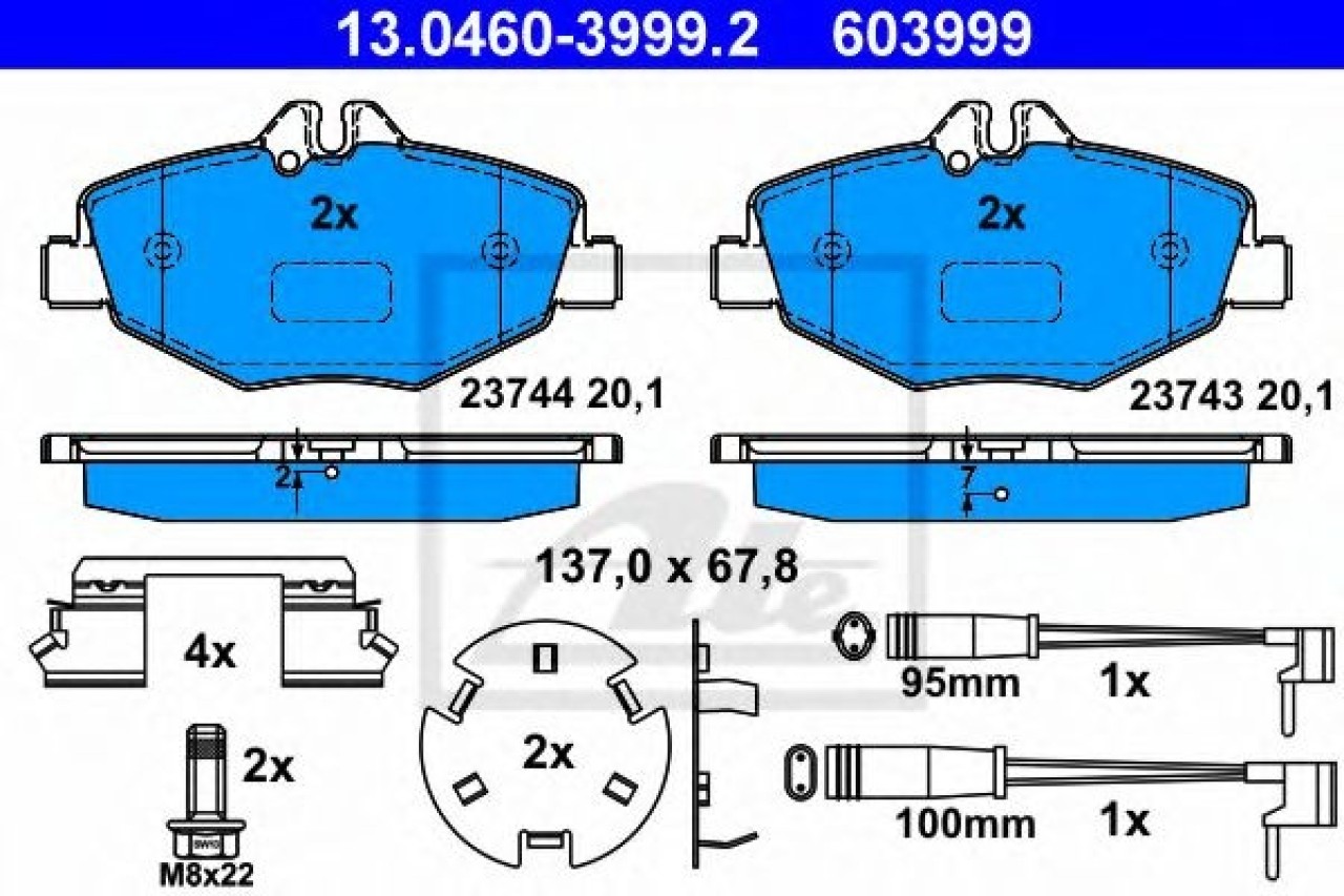 Set placute frana,frana disc MERCEDES E-CLASS (W211) (2002 - 2009) ATE 13.0460-3999.2 piesa NOUA