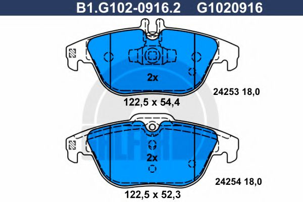 Set placute frana,frana disc MERCEDES E-CLASS Cabriolet (A207) (2010 - 2016) GALFER B1.G102-0916.2 piesa NOUA