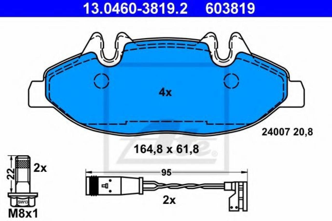 Set placute frana,frana disc MERCEDES VITO / MIXTO caroserie (W639) (2003 - 2016) ATE 13.0460-3819.2 piesa NOUA